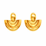 Brinco Feminino em Formato de Gota com Meio Círculo Pendurado Banhado a Ouro e Ródio