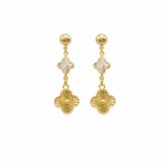 Brinco Trevo Pendurado 3,5cm Banhado a Ouro