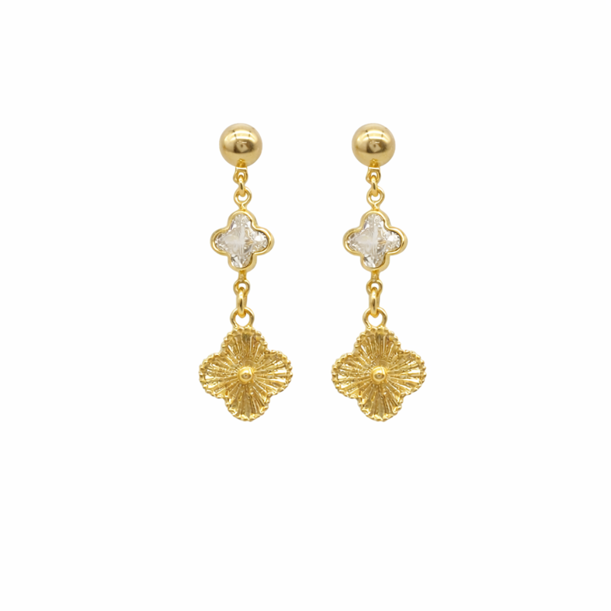 B3357-OU-1 Brinco Trevo Pendurado 3,5cm Banhado a Ouro - Imagem 1