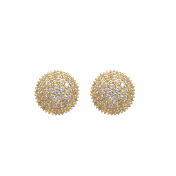 Brinco Feminino de Esfera Cravejado com Zircônias Banhado a Ouro