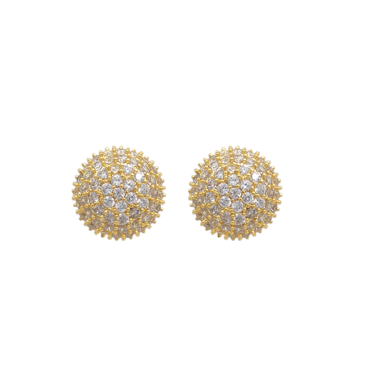 B3374-OU-1 Brinco Feminino de Esfera Cravejado com Zircônias Banhado a Ouro - Imagem 1