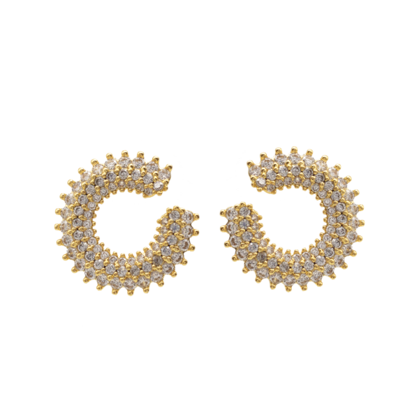 Brinco Feminino Argolinha com Micro Zircônias Cravejadas Banhado a Ouro