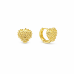 Brinco Argolinha 0,8mm Coração Espirado Banhado a Ouro e Ródio