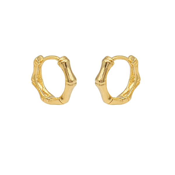 Brinco Argola Bambu 1,4cm Banhado a Ouro