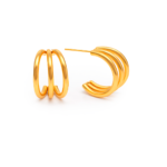 Brinco Feminino Argola Tripla Banhado a Ouro