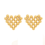 Brinco Feminino Coração De Bolinhas Em Aço Inox Com Revestimento PVD Dourado