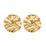 Brinco Feminino Redondo Texturizado Orgânico Em Aço Inox Com Revestimento PVD Dourado