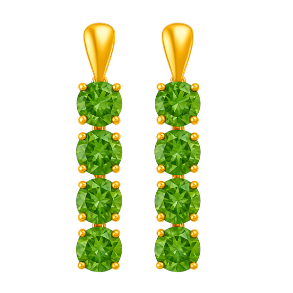 Brinco de Zircônias Verdes Elegante Banhado a Ouro