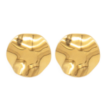 Brinco Feminino Texturizado Orgânico em Aço Inox Dourado