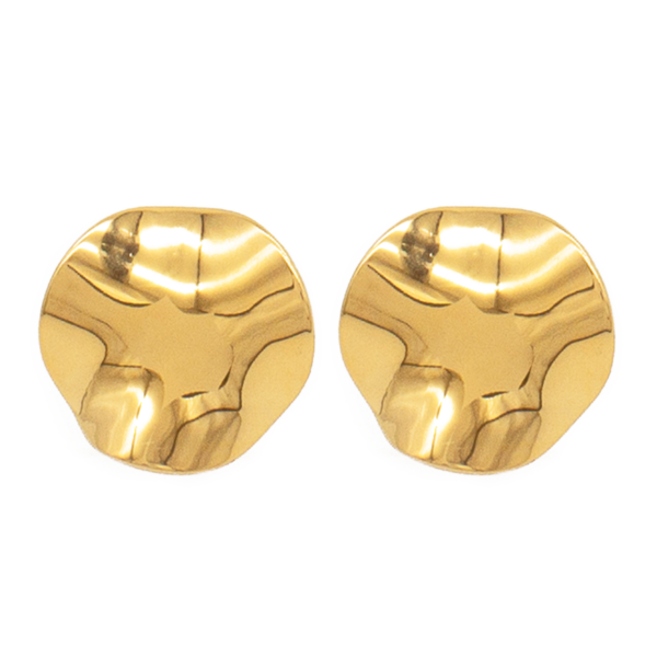 Brinco Feminino Texturizado Orgânico em Aço Inox Dourado