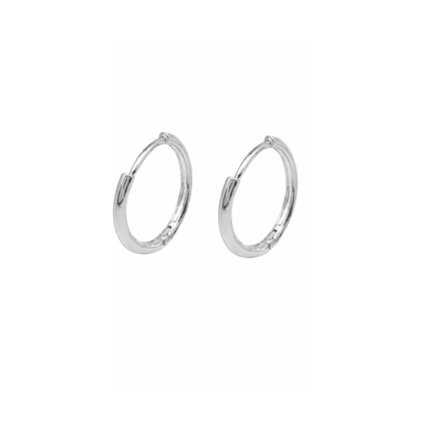 Brinco Click Liso Argolinha 1,7cm Banhado a Ródio