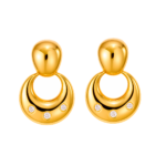 Brinco Base Oval Vazado Cravejada 2,5cm Banhado a Ouro e Ródio