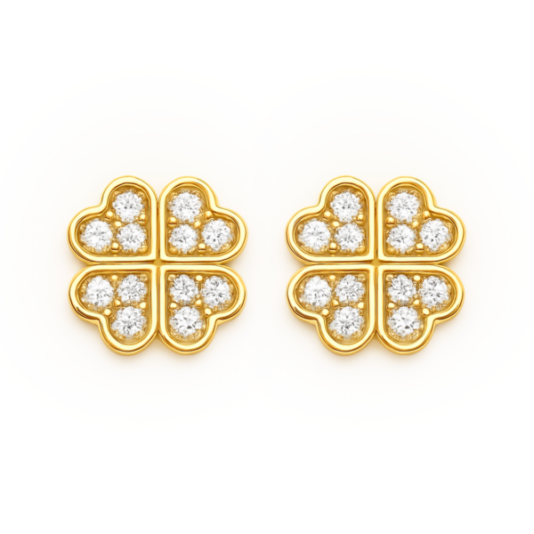 Brinco Trevo Quatro Folhas com Zircônias Banhado a Ouro