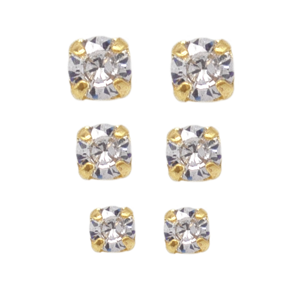 Brincos Trio  Ponto de Luz Banhado a Ouro