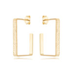Brinco Quadrado Grande Texturizado Banhado A Ouro