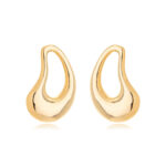 Brinco Minimalista Estilo Gota Vazada Banhado A Ouro