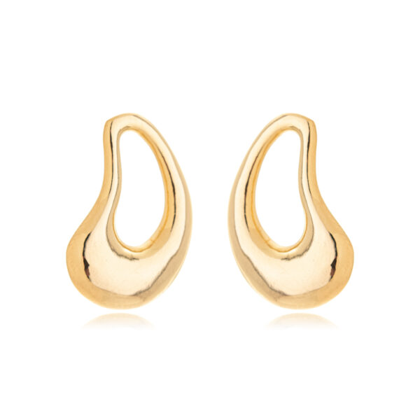 Brinco Minimalista Estilo Gota Vazada Banhado A Ouro
