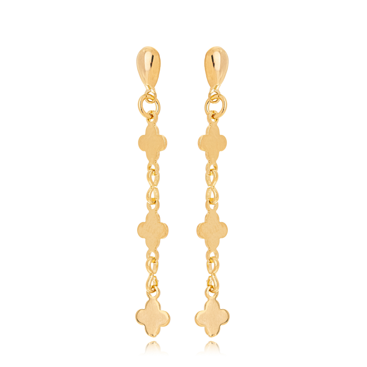 B3548-OU-1 Brinco De Trevos Pendurados Sofisticado Banhado A Ouro - Imagem 1