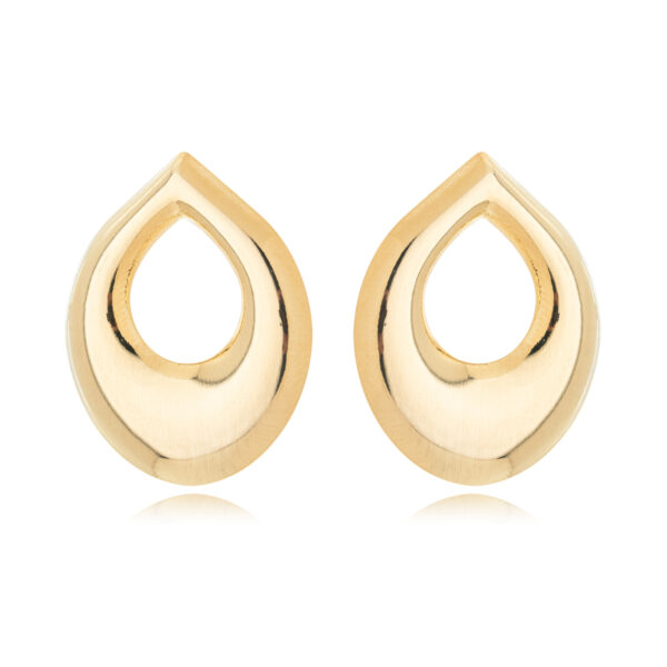 Brinco Elegante Gota Encorpada Com Meio Vazado Banhado A Ouro