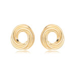 Brinco Redondo Detalhado Elegante Banhado A Ouro