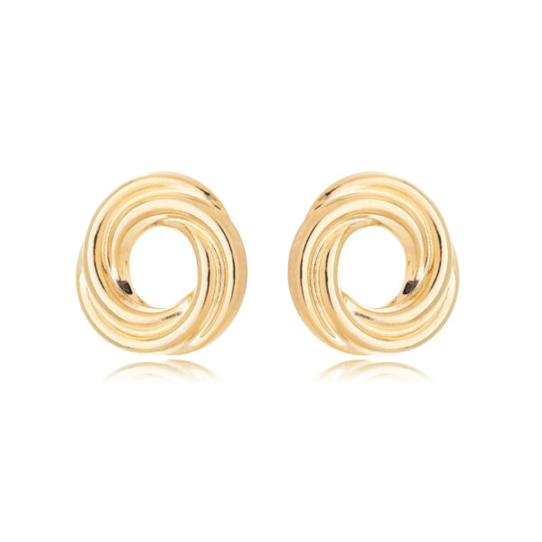 Brinco Redondo Detalhado Elegante Banhado A Ouro