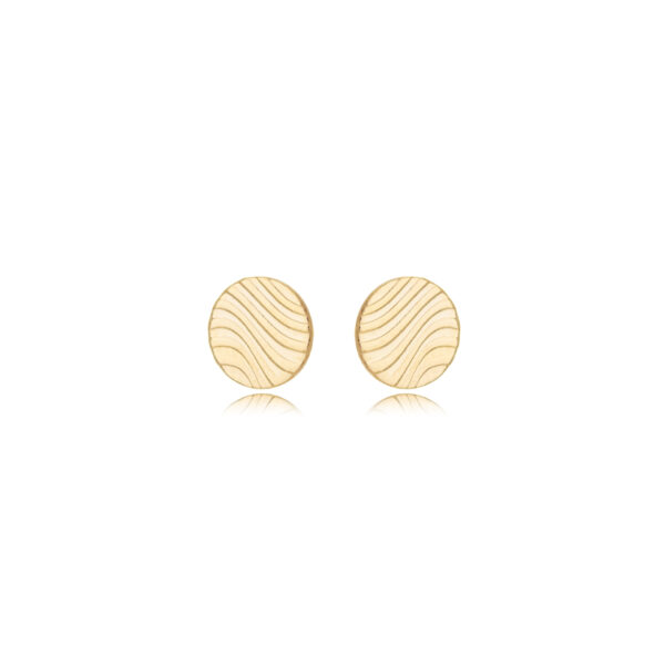 Brinco Pequeno Elegante Texturizado Banhado A Ouro