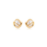 Brinco De Pérolas Amor-Perfeito Banhado A Ouro