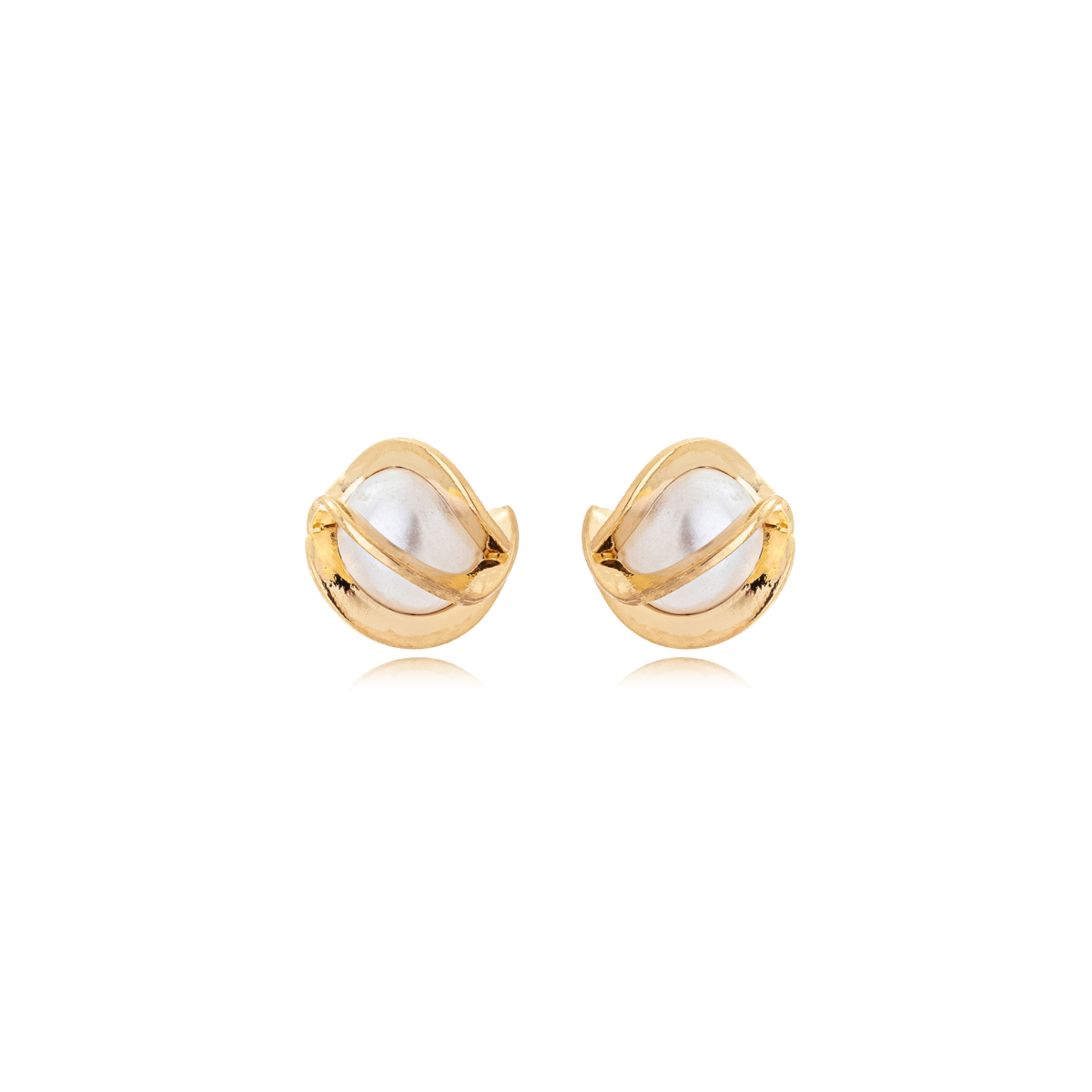 B3557-OU-1 Brinco De Pérolas Amor-Perfeito Banhado A Ouro - Imagem 1