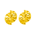 Brinco Meio Catavento Martelado Banhado a Ouro E Ródio
