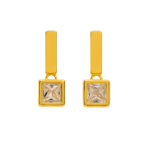 Brinco Palito com Solitário Quadrado de Zircônia Banhado a Ouro e Ródio