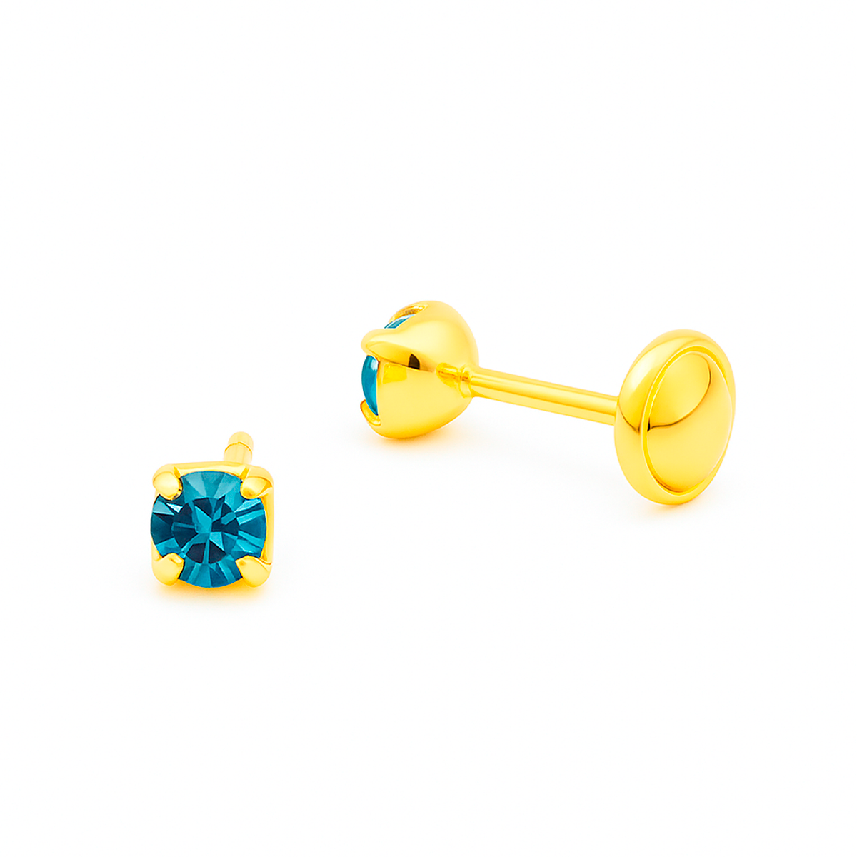 B3605-OU-1 Brinco Colorido com Pedrinha e Tarracha Baby Banhado a Ouro - Imagem 1