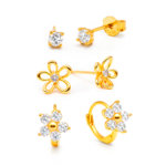 Brincos Trio Femme Belle Fleur Banhado