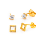 Brincos Duo Femme Belle Luz com Zircônias Banhado