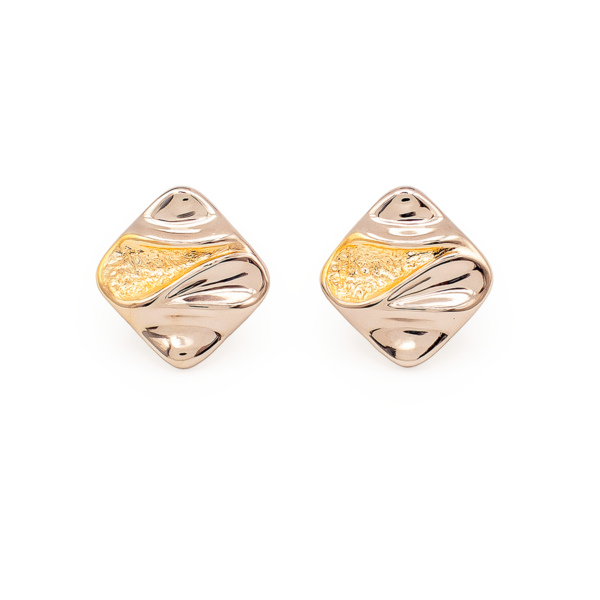 Brinco Feminino Orgânico Ródio com Detalhe Banhado a Ouro