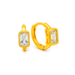 Brinco Feminino Argola com Pedra de Zircônia Banhado a Ouro e Ródio