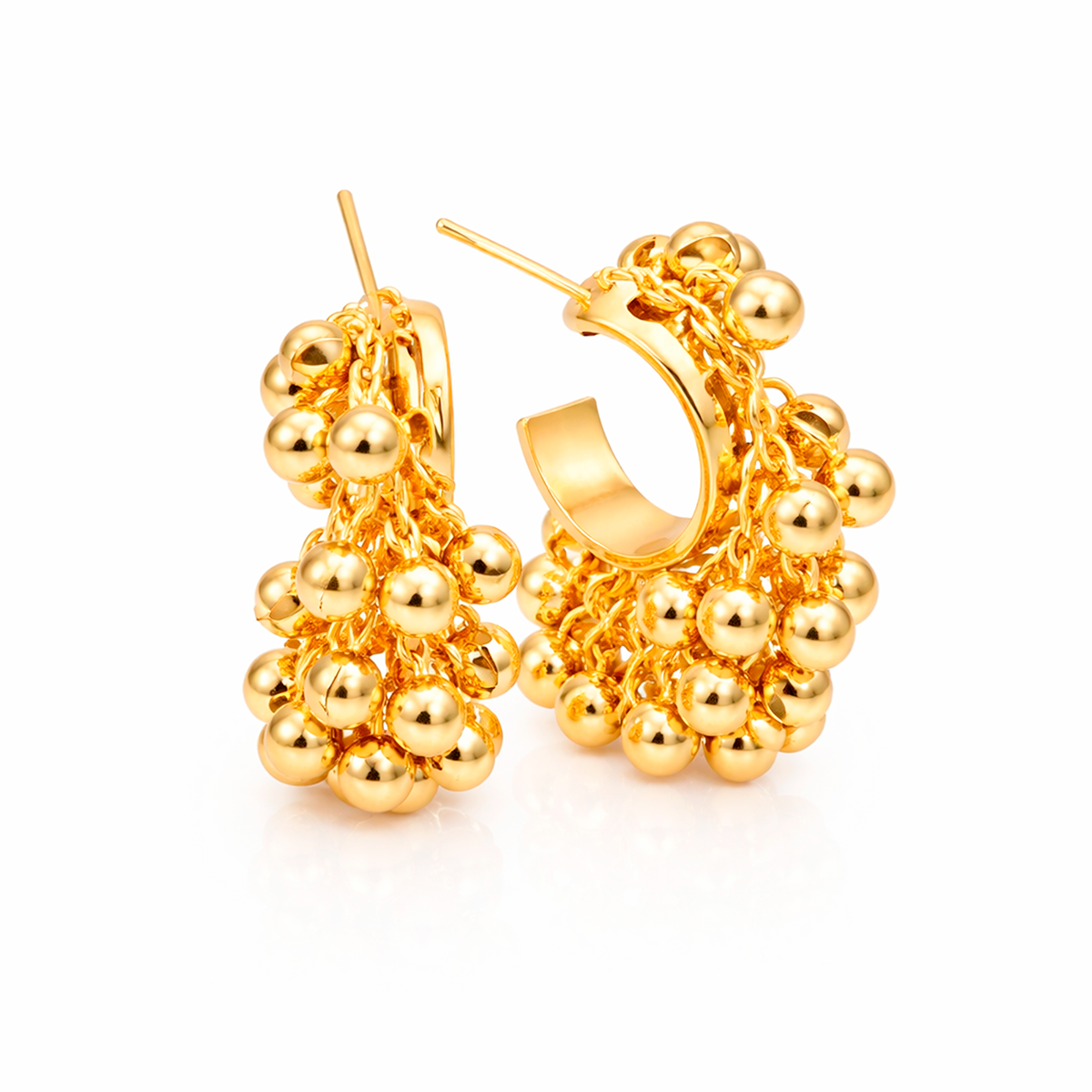 B3695-1 Brinco Feminino Argola com Bolinhas Banhado a Ouro e Ródio - Imagem 1