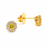 Brinco Ponto de Luz Flor Cravejado com Zircônia Banhado a Ouro e Ródio
