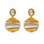 Brinco Duo com Pedra de Zircônia Banhado a Ouro 3,0X2,0CM
