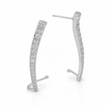 Brinco Ear Cuff Curvado Cravejado Banhado a Ouro e Ródio Branco Moderno