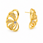 Brinco Pétalas Cravejadas com Zircônia Banhado a Ouro e Ródio Elegante