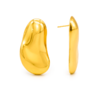 Brinco Dourado com Design Orgânico e Clássico Banhado Elegante