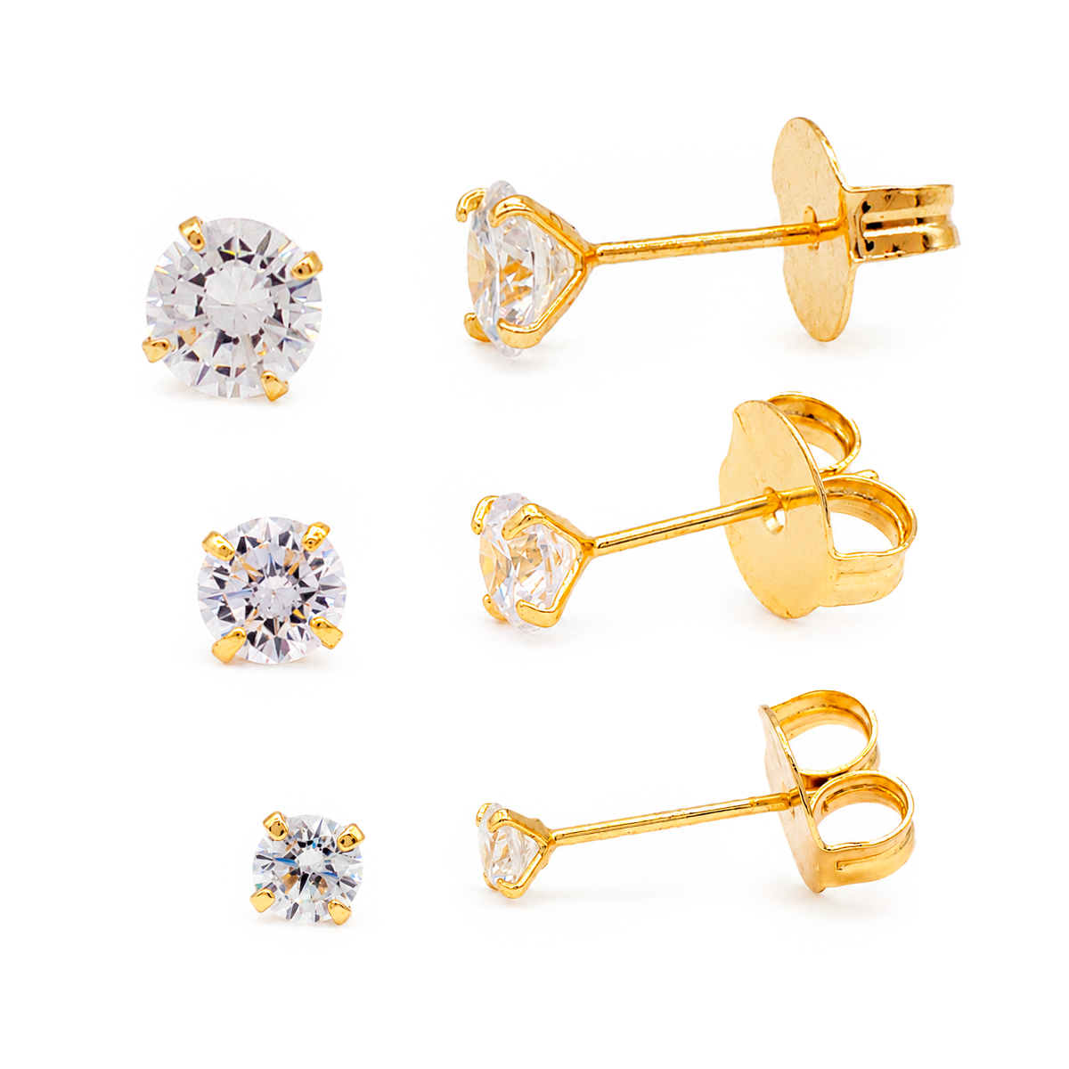 B3746-1 Conjunto de Brincos de Zircônia Cúbica Ponto de Luz Banhado Elegante - Imagem 1
