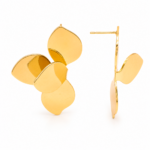 Brinco Feminino Meia Flor 3D Banhado a Ouro Delicado