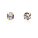 Brinco Ponto de Luz Feminino Pequeno com 4 Garras e Zircônia 4 mm Banhado Ouro e Ródio