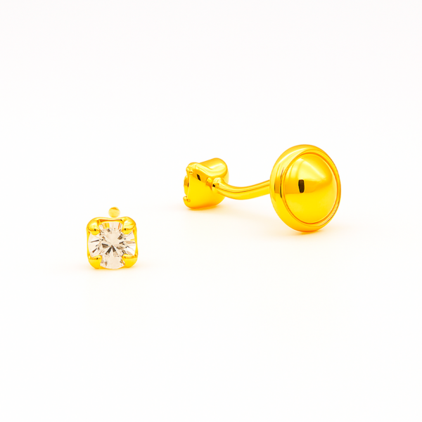 Brinco Ponto de Luz Max com Tarracha Baby Banhado a Ouro
