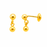Brinco Bolinha Pendurada com Tarracha Baby Banhado a Ouro