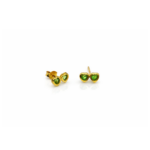 Brinco 2 Corações com Zircônia Verde 8mm Banhado a Ouro