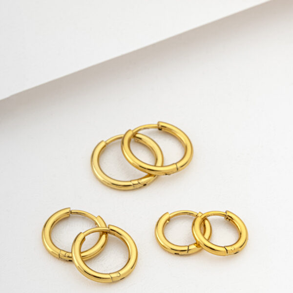 Brincos Trio de Argolinhas vazadas em Aço Inox