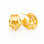 Brinco Feminino em Aço Inox Argola 5 Fio com PVD Dourado e Prata