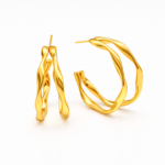 Brinco Feminino em Aço Inox de Argola Torcida com PVD Dourado e Prata